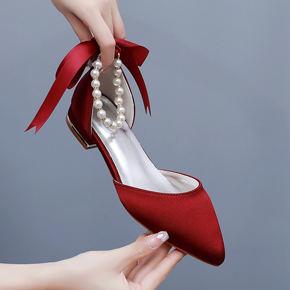 Wedding Shoes Bride Flat Heel  - Sandals 评论和价格